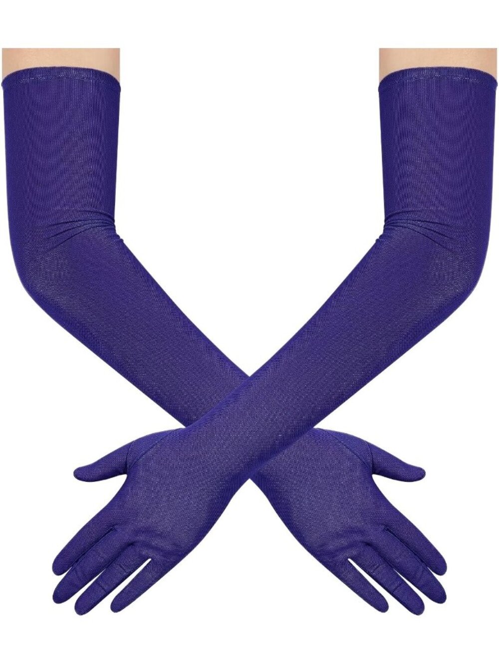 Women's Purple Long Mesh Tulle Sheer 1920's Halloween Costume Opera Party Gloves